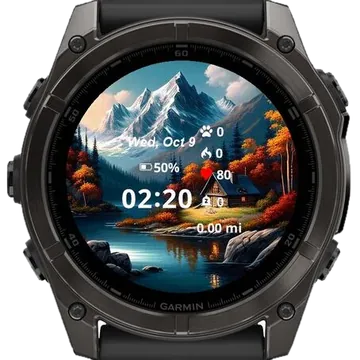 Mountains river and Autumn Garmin watch face preview