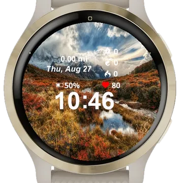 Mountains Water Photo Garmin watch face preview