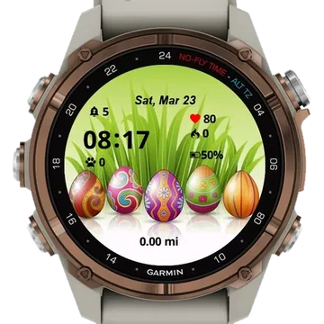Multi Eggs Grass Garmin watch face preview