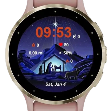 Nativity Scene Under the Starry Night Garmin watch face preview