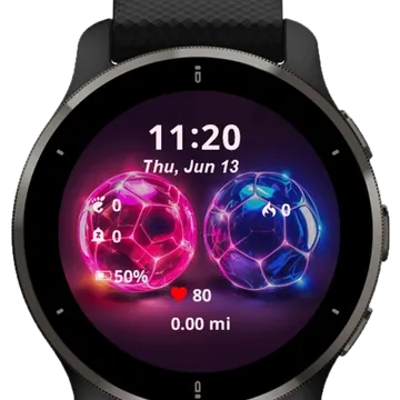 Neon Soccer Ball Garmin watch face preview