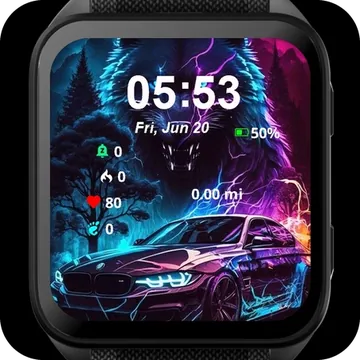 Neon Wolf Garmin watch face preview