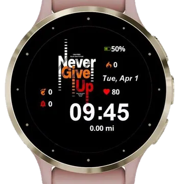 Never Give Up Garmin watch face preview