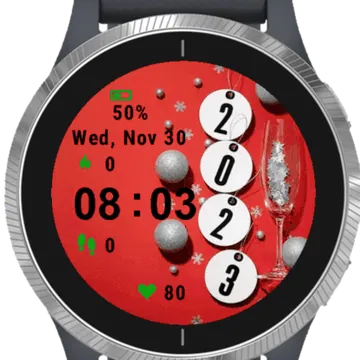 New Year Globes Glass Garmin watch face preview