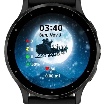 Night Flight of Santa Claus Garmin watch face preview