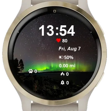 Night Sky Green Purple Aurora Garmin watch face preview