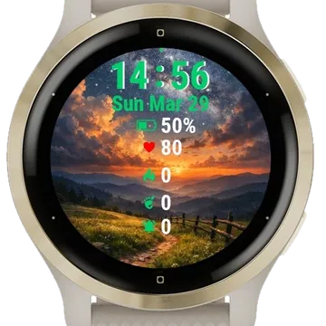 Night Sky Stars Wooden Garmin watch face preview