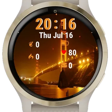Night Time View Golden Gate Garmin watch face preview