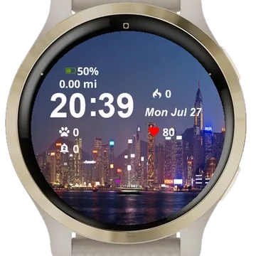 Nighttime View City Skyline Garmin watch face preview