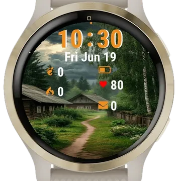 Old Cabin Woods Path Leading Garmin watch face preview