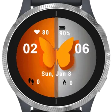 Orange Butterfly Garmin watch face preview