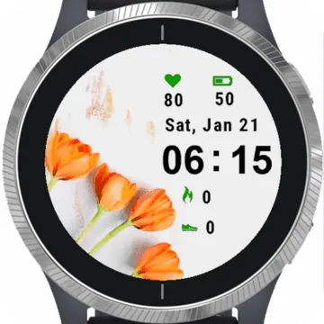 Orange Tulips Garmin watch face preview