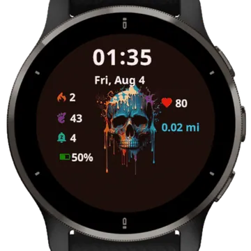 Paint Skull Garmin watch face preview