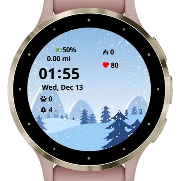 Painted Winter Snowing Garmin watch face preview