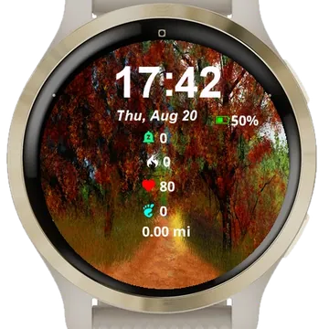 Painting Dirt Road Trees Grass Garmin watch face preview