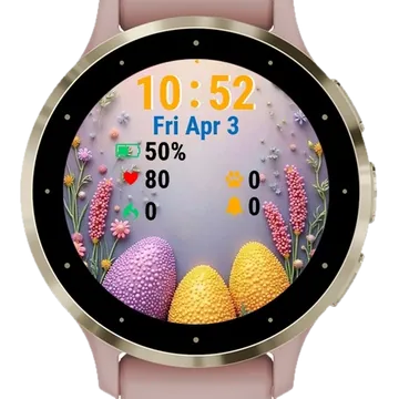 Painting Flowers Eggs Grass Garmin watch face preview