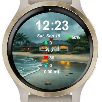 Painting House Beach Rain Garmin watch face preview