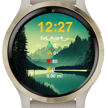 Painting Mountain Range Lake Garmin watch face preview