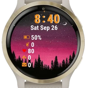 Painting Night Sky Stars Trees Garmin watch face preview