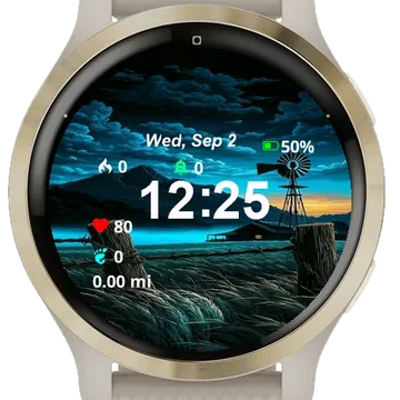 Painting Old Windmill Middle Garmin watch face preview
