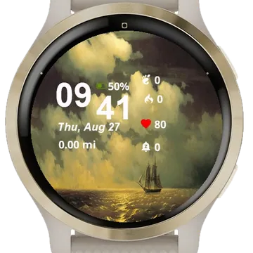 Painting Sailboat Ocean Garmin watch face preview