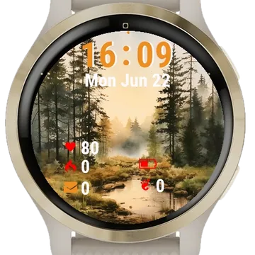 Painting Stream Woods Garmin watch face preview