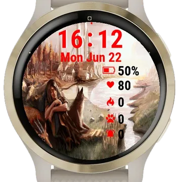 Painting Woman Sitting Next River Garmin watch face preview