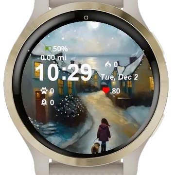 Painting Woman Walking Garmin watch face preview