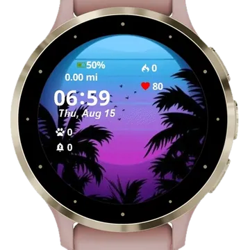 Palm Sunset Synthwave Garmin watch face preview