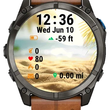 Palm Tree Beach Garmin watch face preview