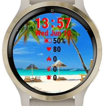 Palm Trees Beach Garmin watch face preview