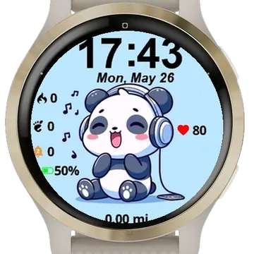 Panda in Tune Garmin watch face preview