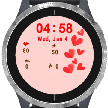 Paper Heart Valentines Garmin watch face preview