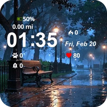Park Bench Street Lights Garmin watch face preview
