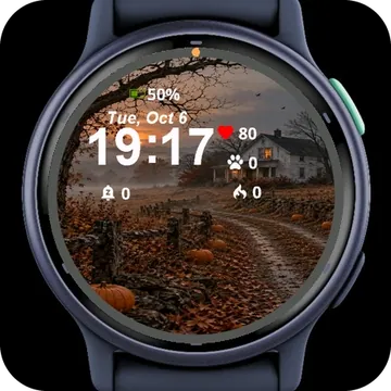 Path Leading House Pumpkins Garmin watch face preview