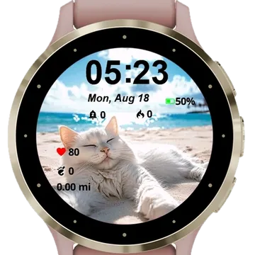 Pearl Cat Garmin watch face preview
