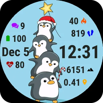 Penguin Tower Garmin watch face preview