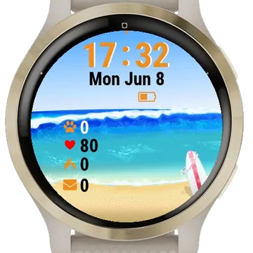 Person Beach Surfboard Garmin watch face preview