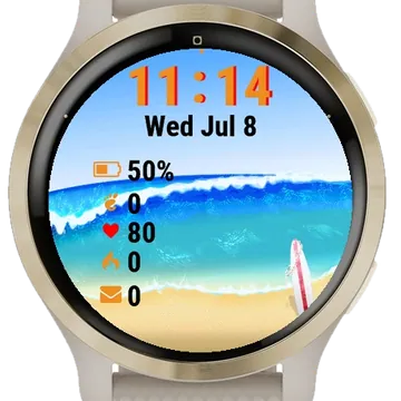 Person Beach Surfboard Garmin watch face preview