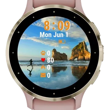 Person Walking Beach Hays Rock Garmin watch face preview