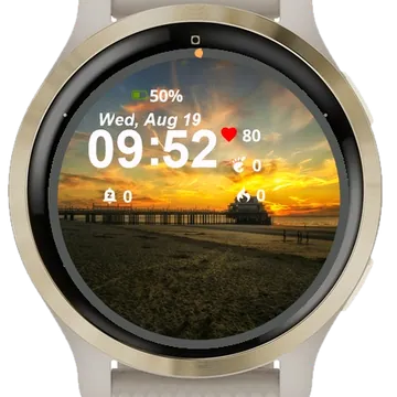 Pier Beach Sunset Clouds Sky Garmin watch face preview