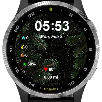 Pine Tree Snow Falling Down Garmin watch face preview