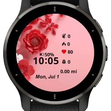 Pink Background Red Roses Garmin watch face preview
