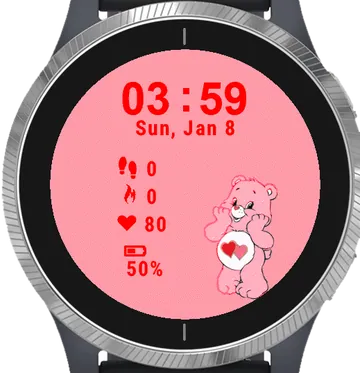 Pink Bear Garmin watch face preview