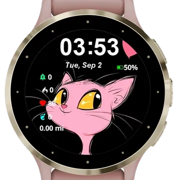 Pink Cat Garmin watch face preview