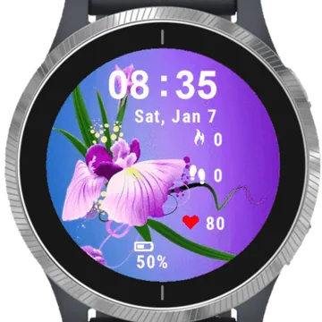 Pink Flowers Garmin watch face preview