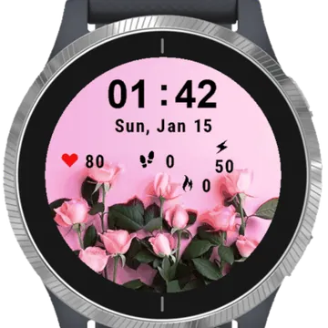 Pink Flowers Garmin watch face preview