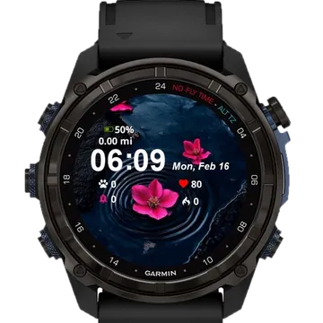 Pink Flowers Floating Water Garmin watch face preview