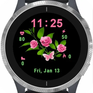 Pink Flowers Roses Garmin watch face preview