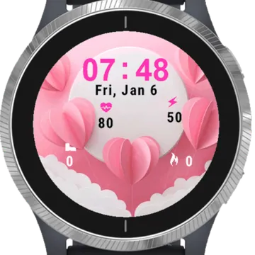 Pink Heart Portrait Garmin watch face preview
